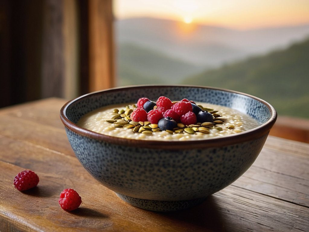 Spiced Millet Porridge with Wild Berries, honey