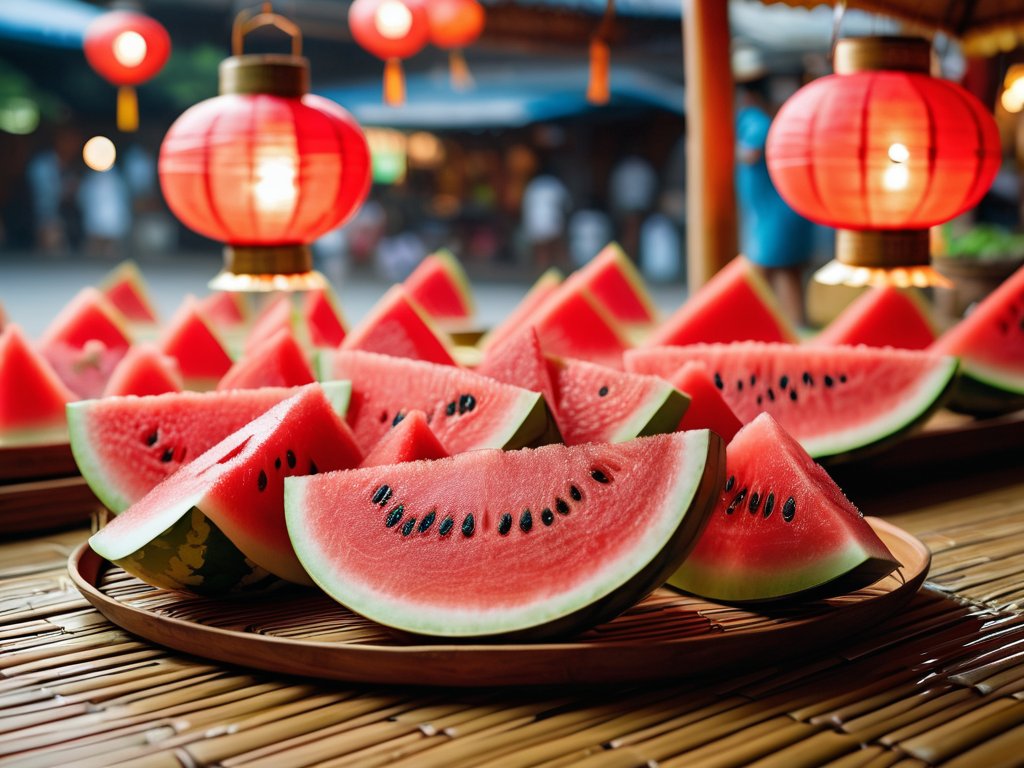 Sun‑kissed Watermelon glistening slices, refreshing summer