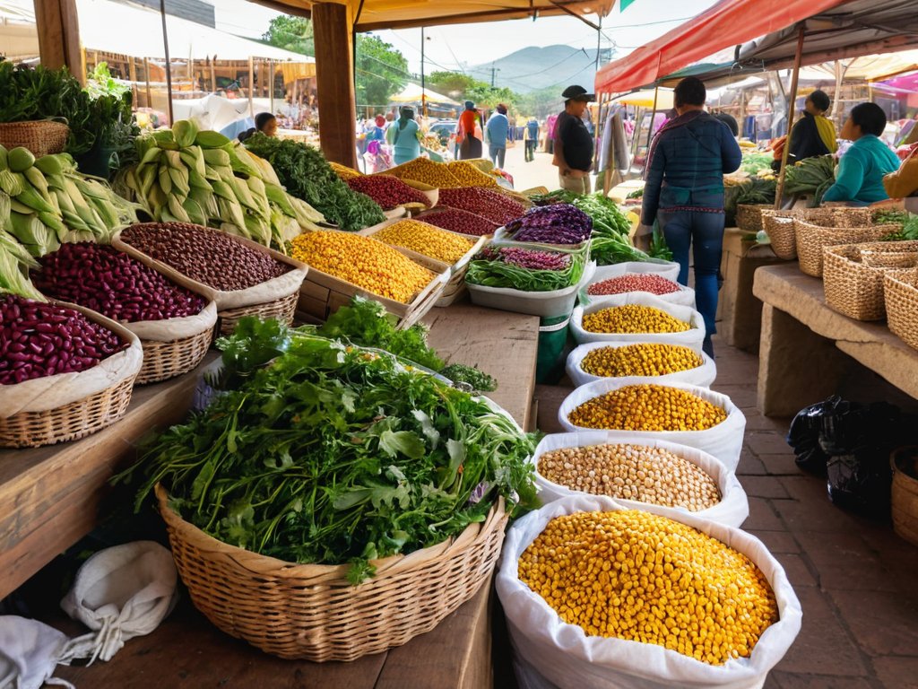 Oaxaca market stalls, beans, kale – Navigating the Transition to a Plantbased Diet Global Stories