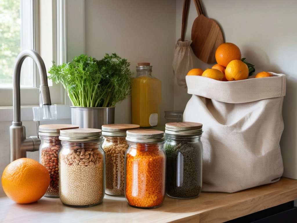 Sustainable-Living-Narratives-Zero-Waste-Homes-Renewable-Energy-and-Sustain kitchen reusable jars