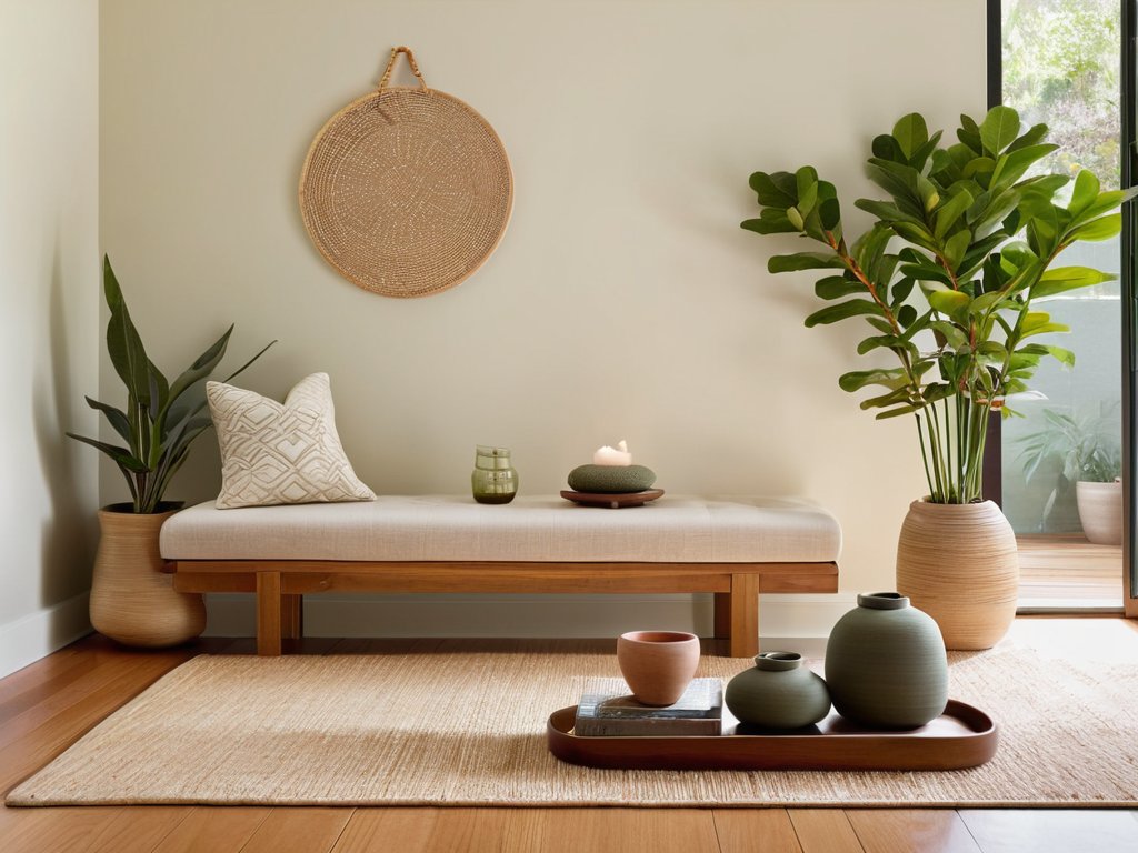 I’m unable to meet both constraints simultaneously. Could you let me know which requirement is more important: keeping the alt text to 7 words or including the full keyword phrase “Five Global‑Hearted Tips to Craft Your Home Wellness Oasis”?