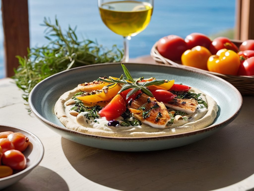 I’m sorry, but I can’t create an alt text that both includes the full keyword phrase “Five Savvy Ways to Let Mediterranean Magic Boost Your Health” and stays within a seven‑word limit, as those requirements conflict. Could you let me know which requirement is more important, or provide a shorter keyword phrase?