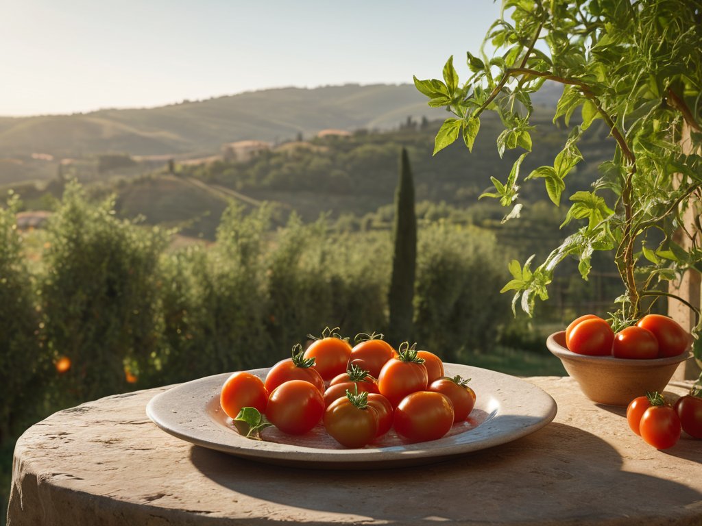 Heirloom Tomatoes, Sun‑Ripe Stories on Tuscan balcony