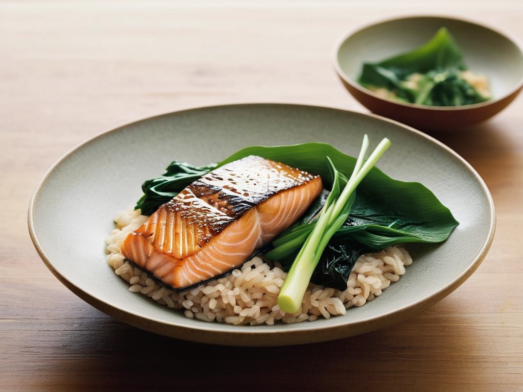 Miso‑Glazed Salmon with Brown Rice, delicious