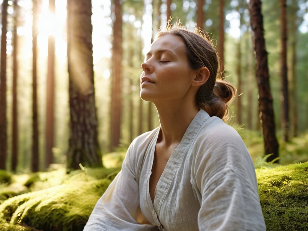 Calm scene illustrating breathing techniques for meditation
