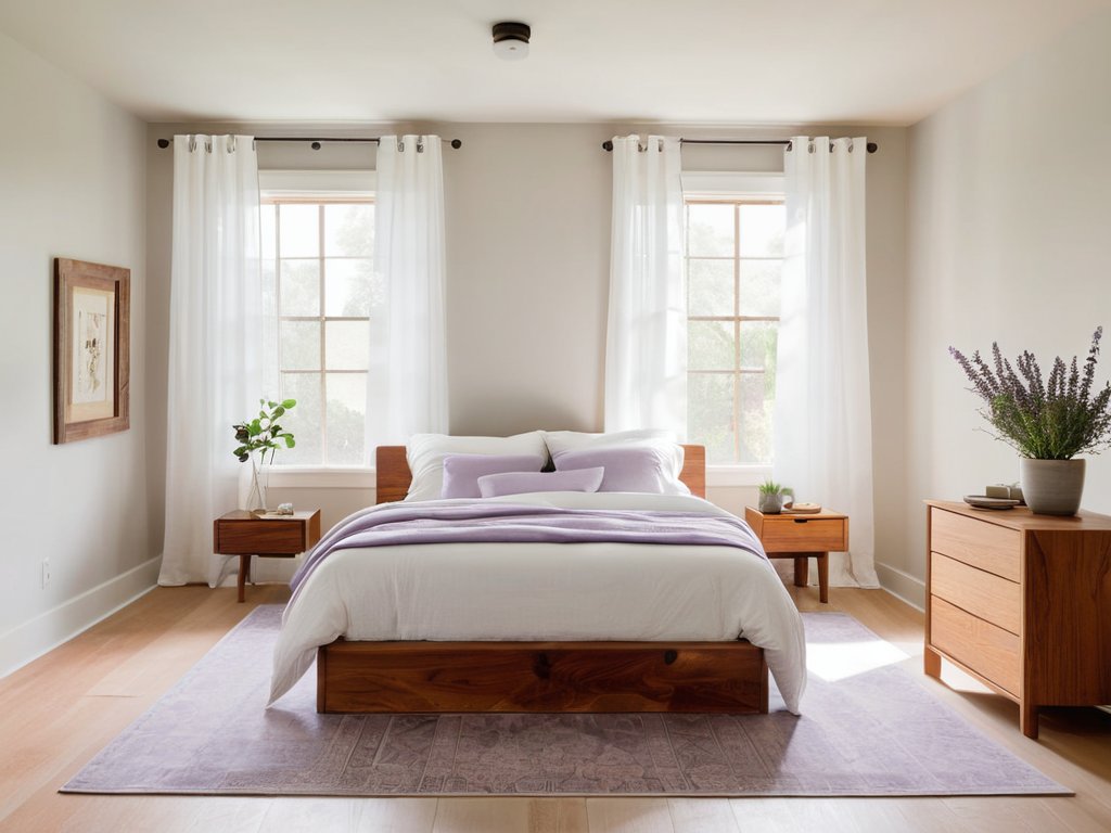 Calming bedroom environment with soft lighting