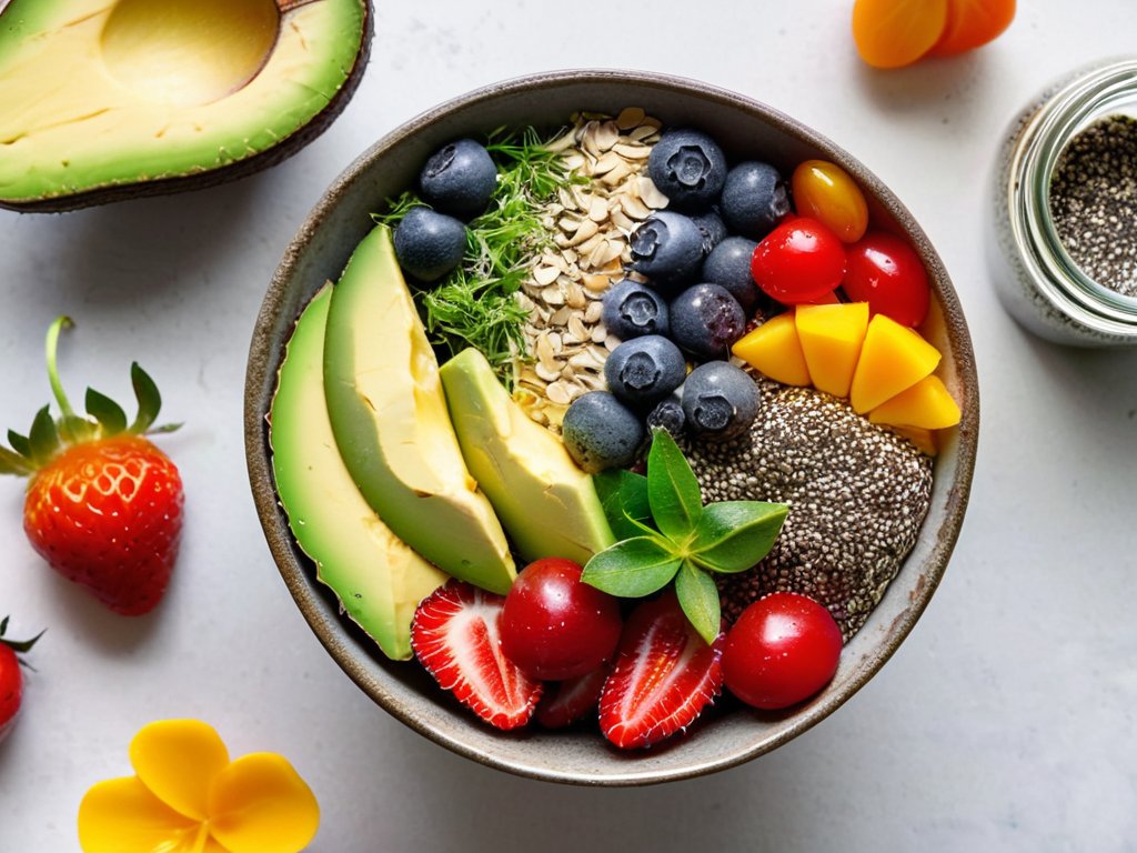 Healthy bowl with chia seeds in diet