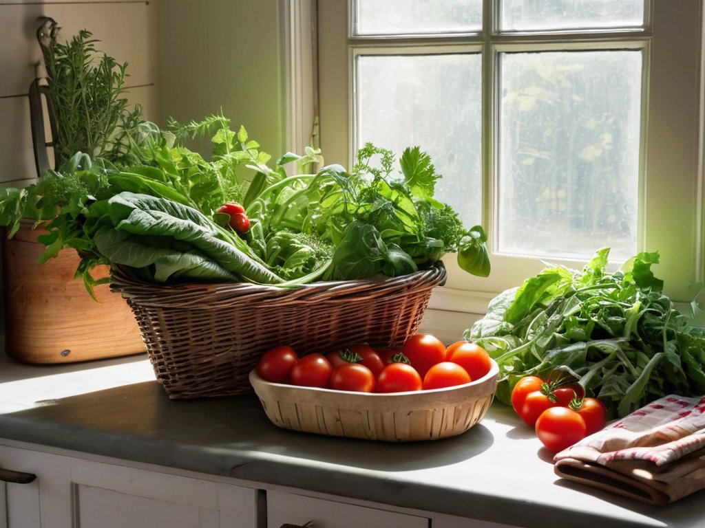 Cooking with fresh ingredients in kitchen