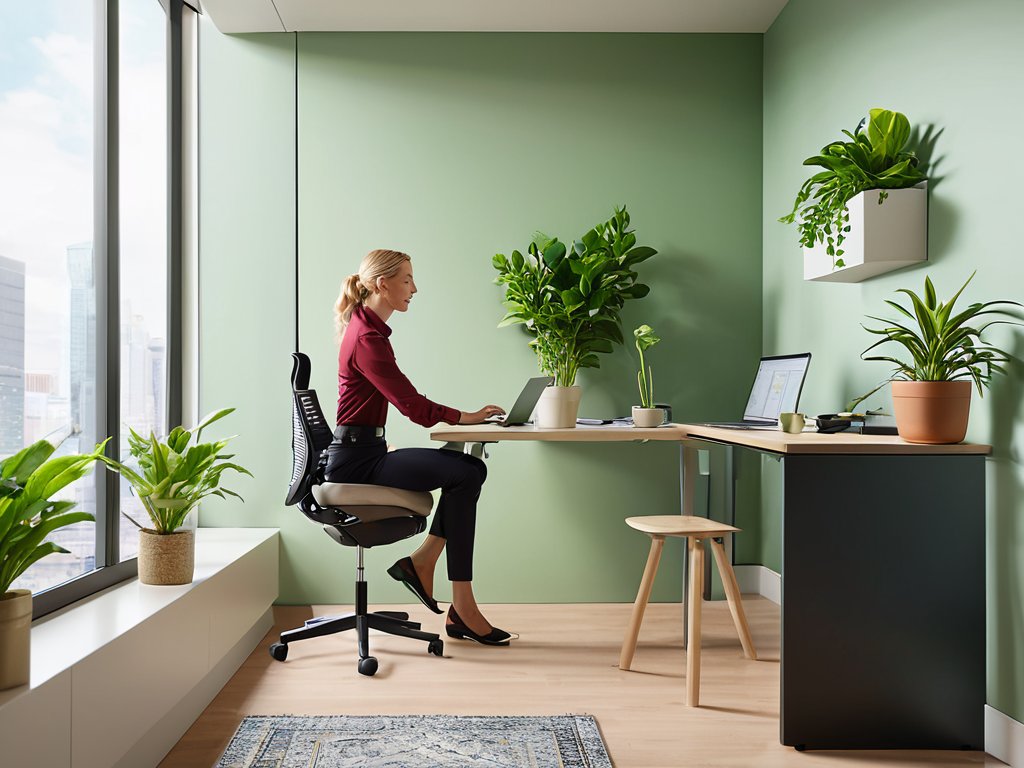 Desk worker doing exercise in work schedule
