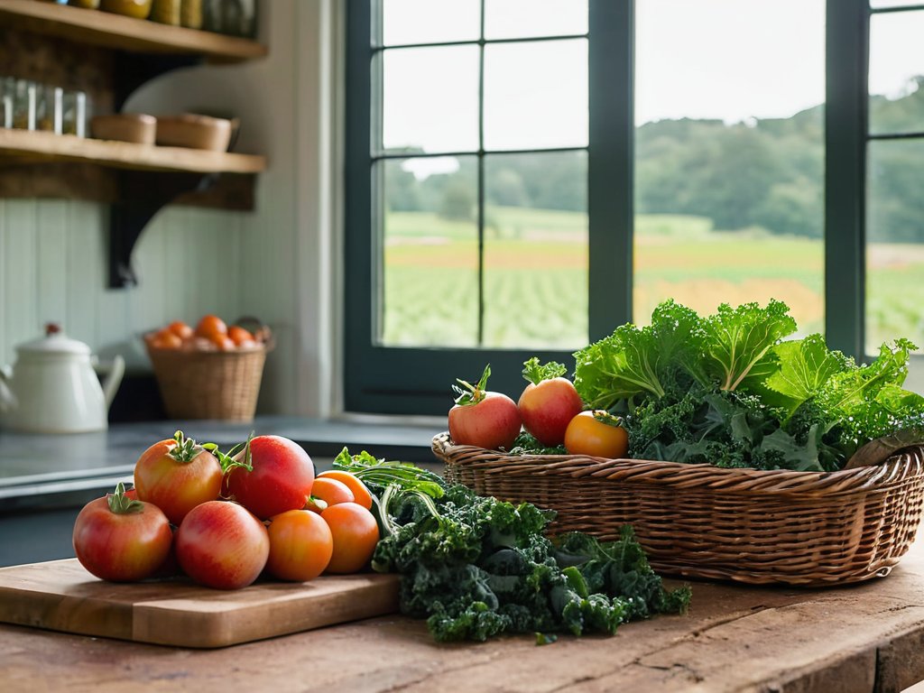 farm-to-table fresh vegetables on wooden table