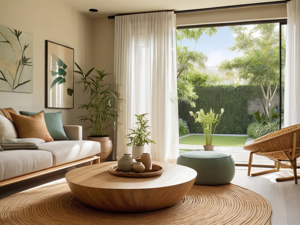 Calm bedroom with Feng Shui living space