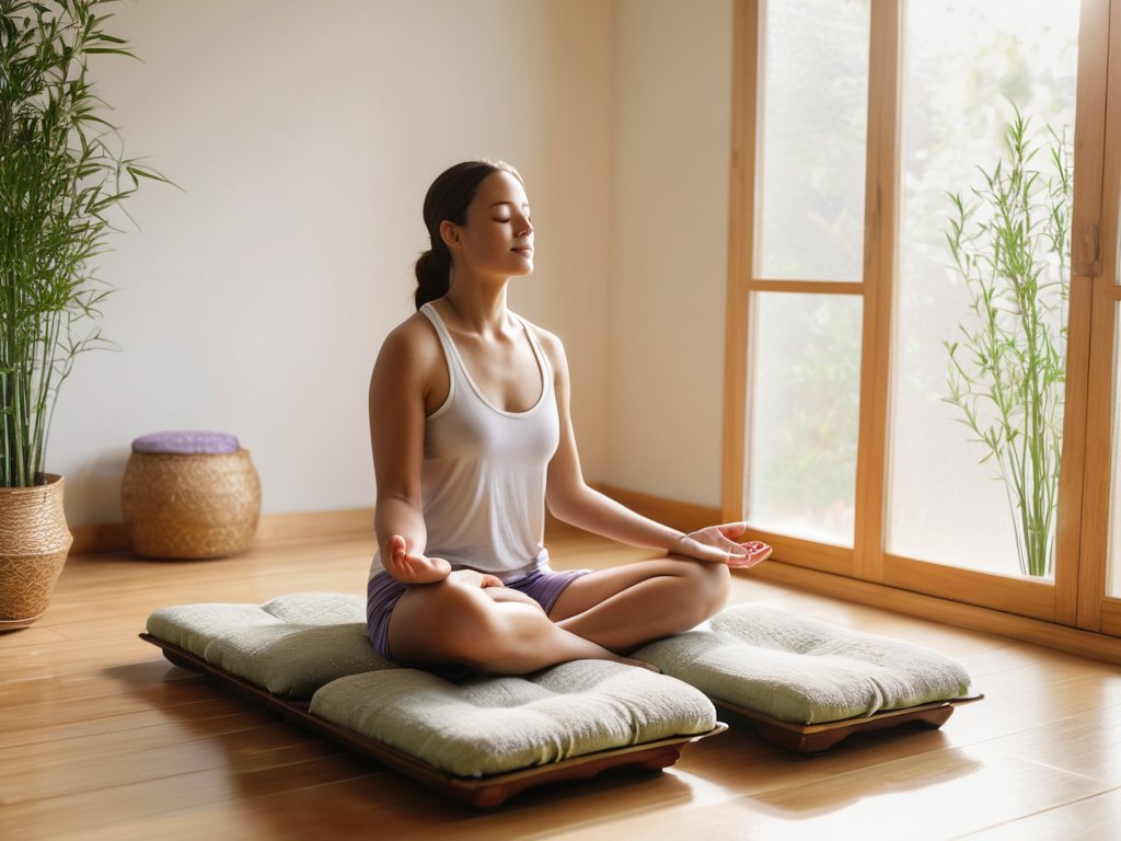 Guided meditation for beginners, peaceful yoga pose