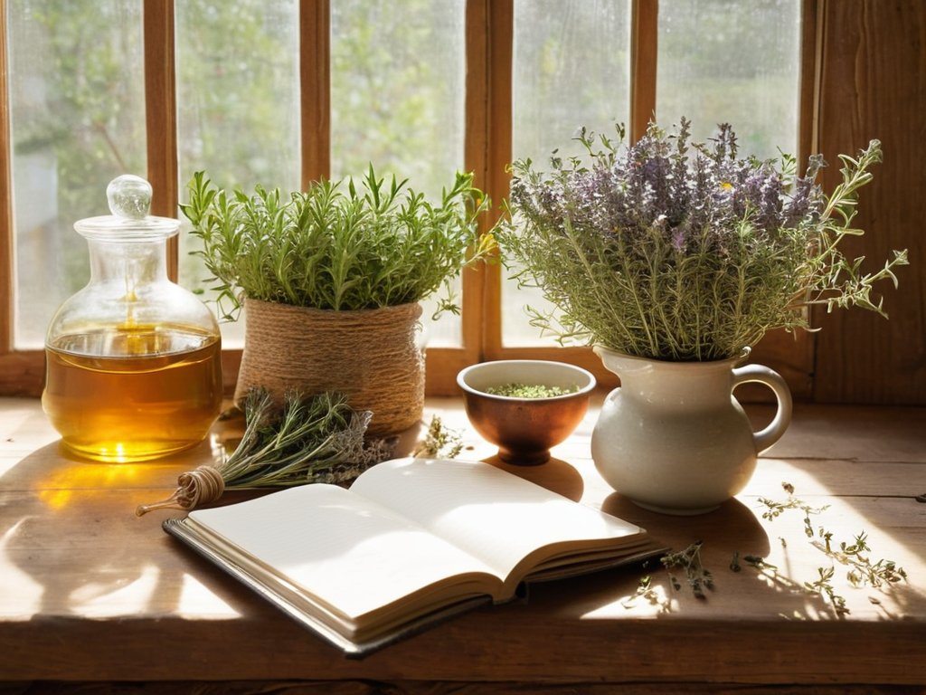 Herbal remedies benefits illustrated with plants