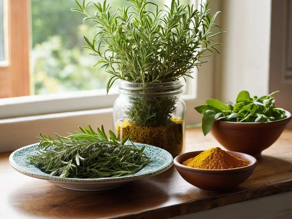 Herbs and spices displayed as health ingredients