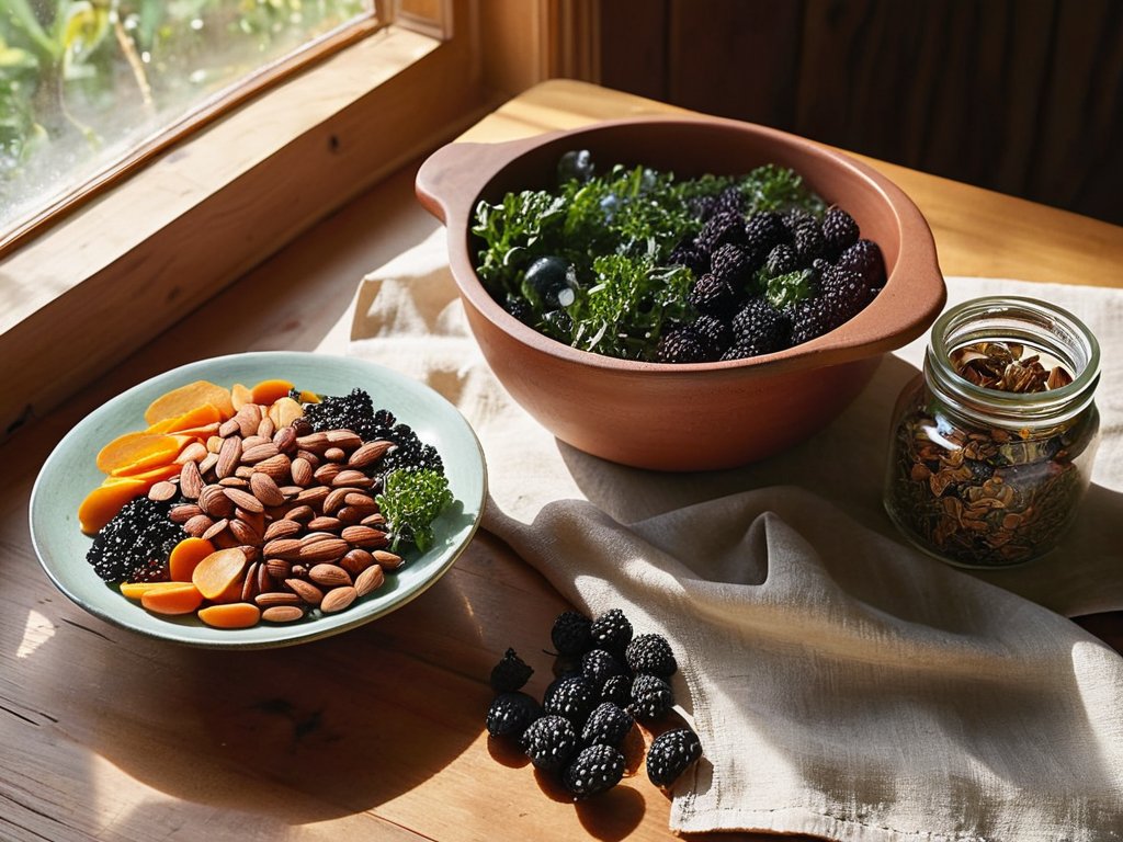 Holistic nutrition healing foods on table