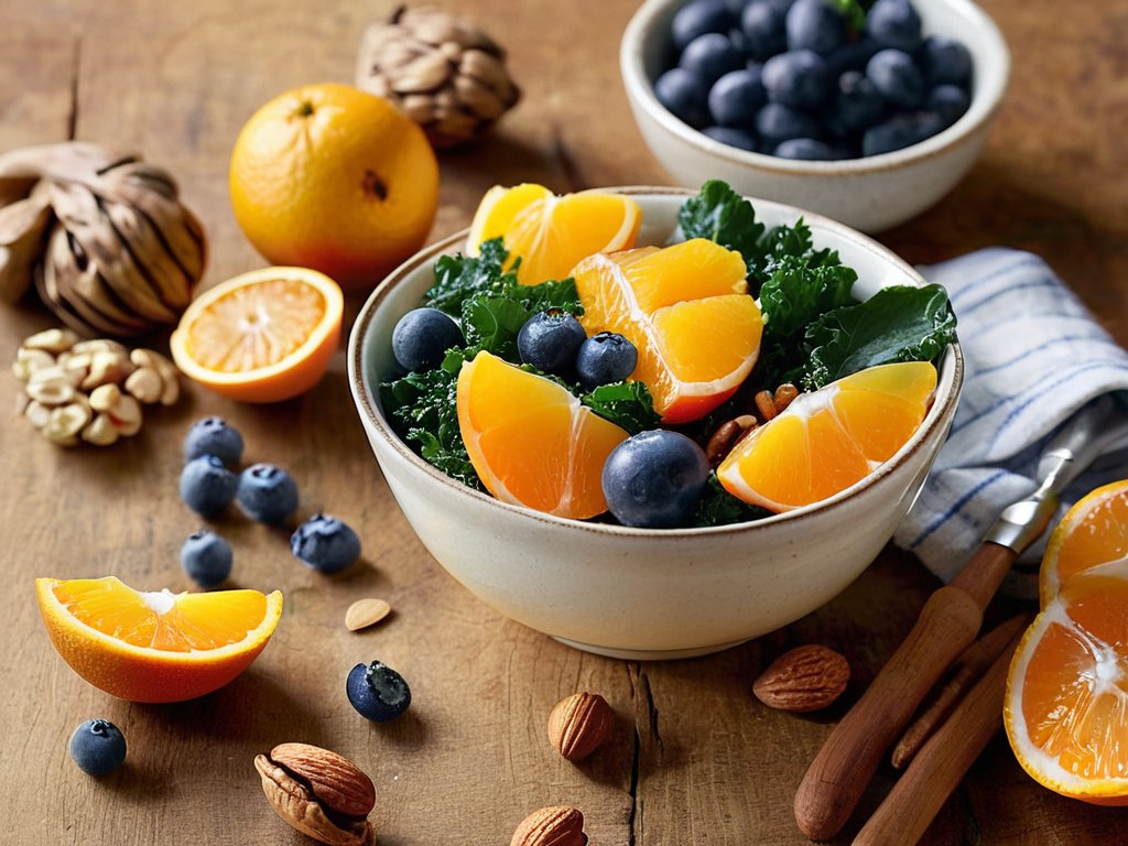 Colorful plate of immune-boosting superfoods