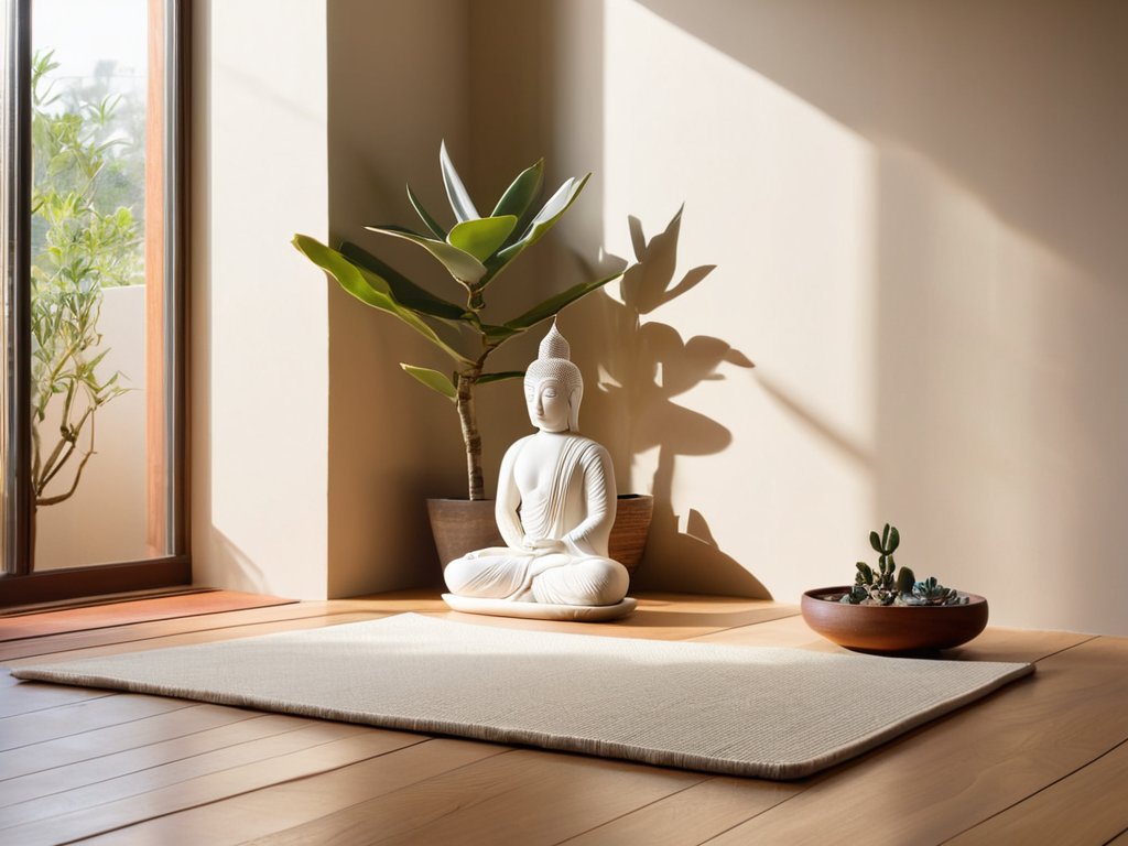 Tranquil meditation space in cozy home