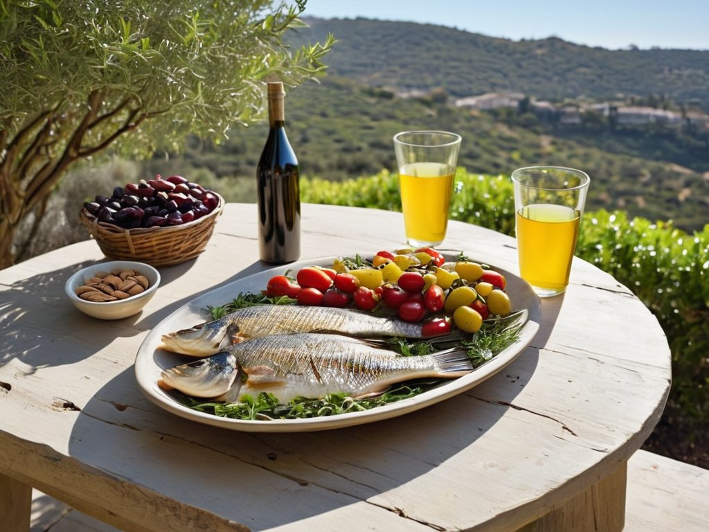 Mediterranean diet healthy lifestyle illustration