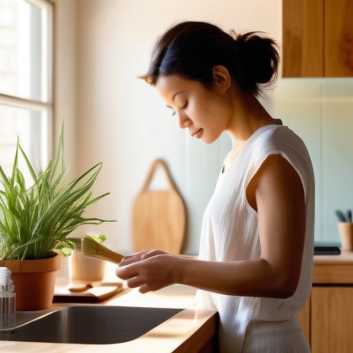 Peaceful home with mindful cleaning routine