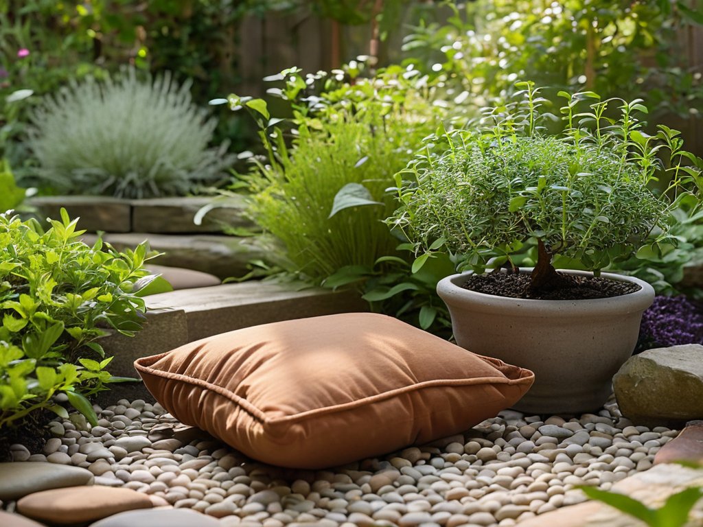 Tranquil mindful gardening space at home