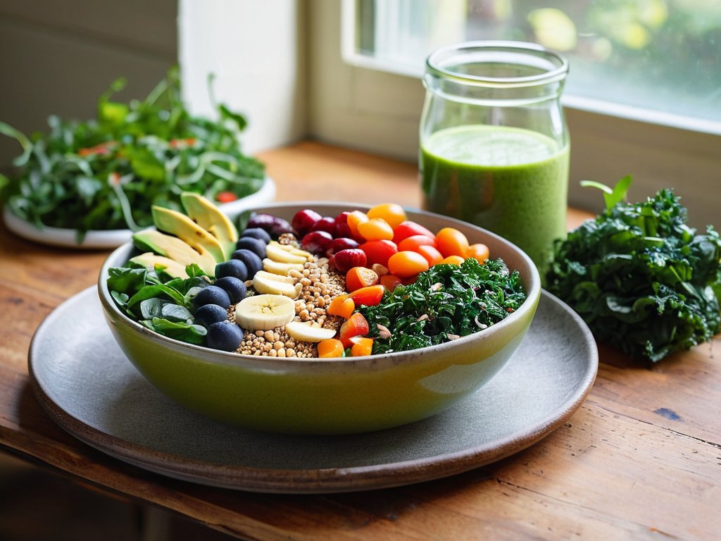 Plate showcasing nutritional benefits of plant-based diet