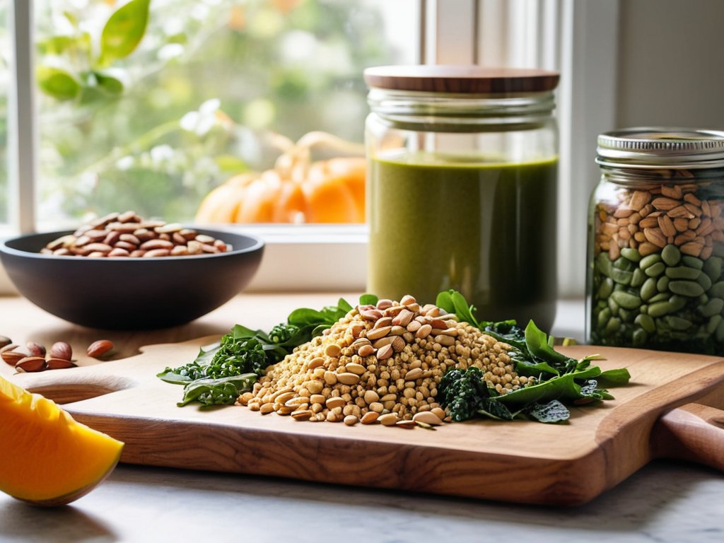 plant-based protein sources displayed on colorful chart