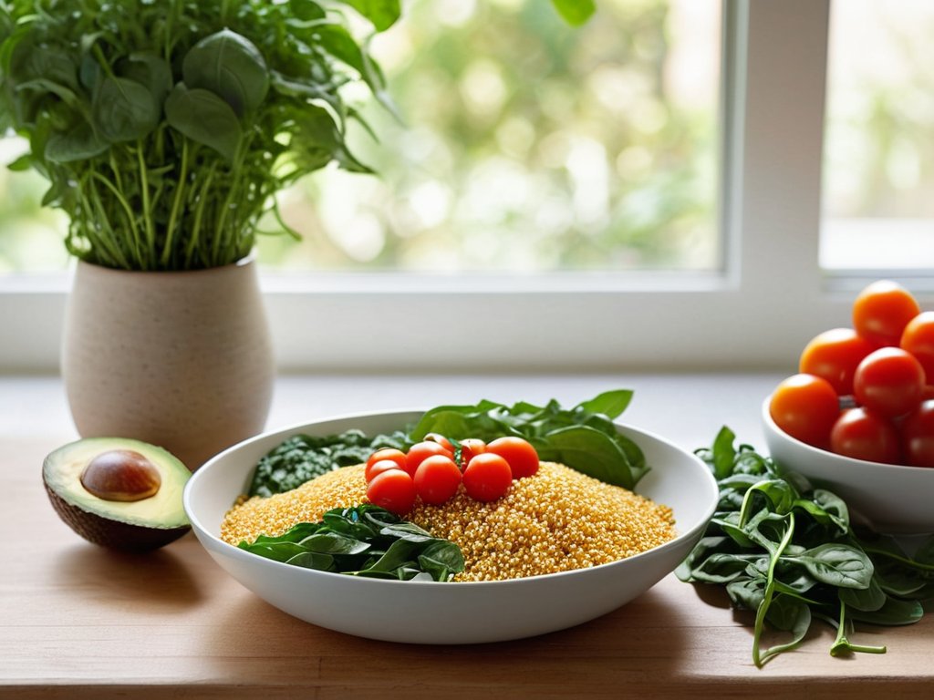 Quinoa blood sugar impact infographic, weight management