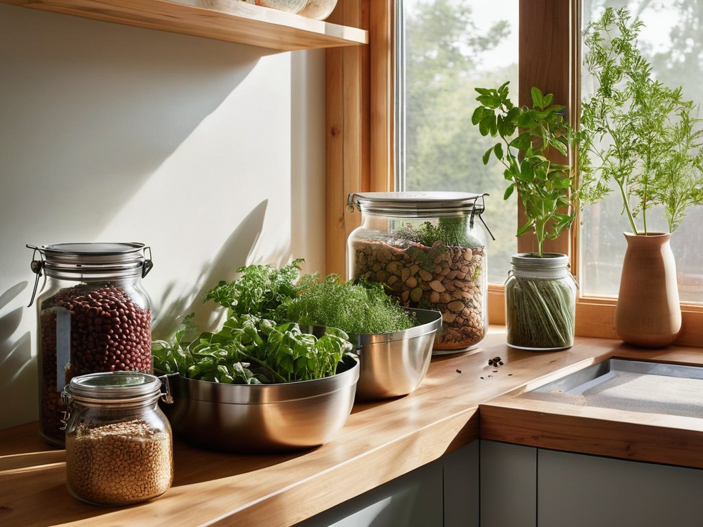 Zero-waste kitchen setup with eco-friendly tools