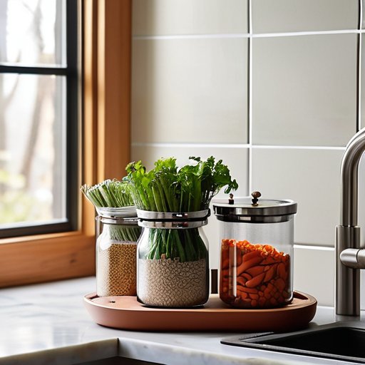 Zero-waste kitchen essentials on countertop