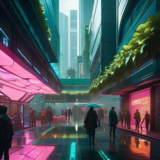 Beyond Neon Horizons, Toward Sunlit Streets cityscape