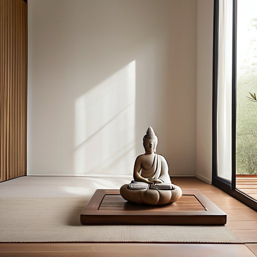 Calm meditation space design with soothing decor